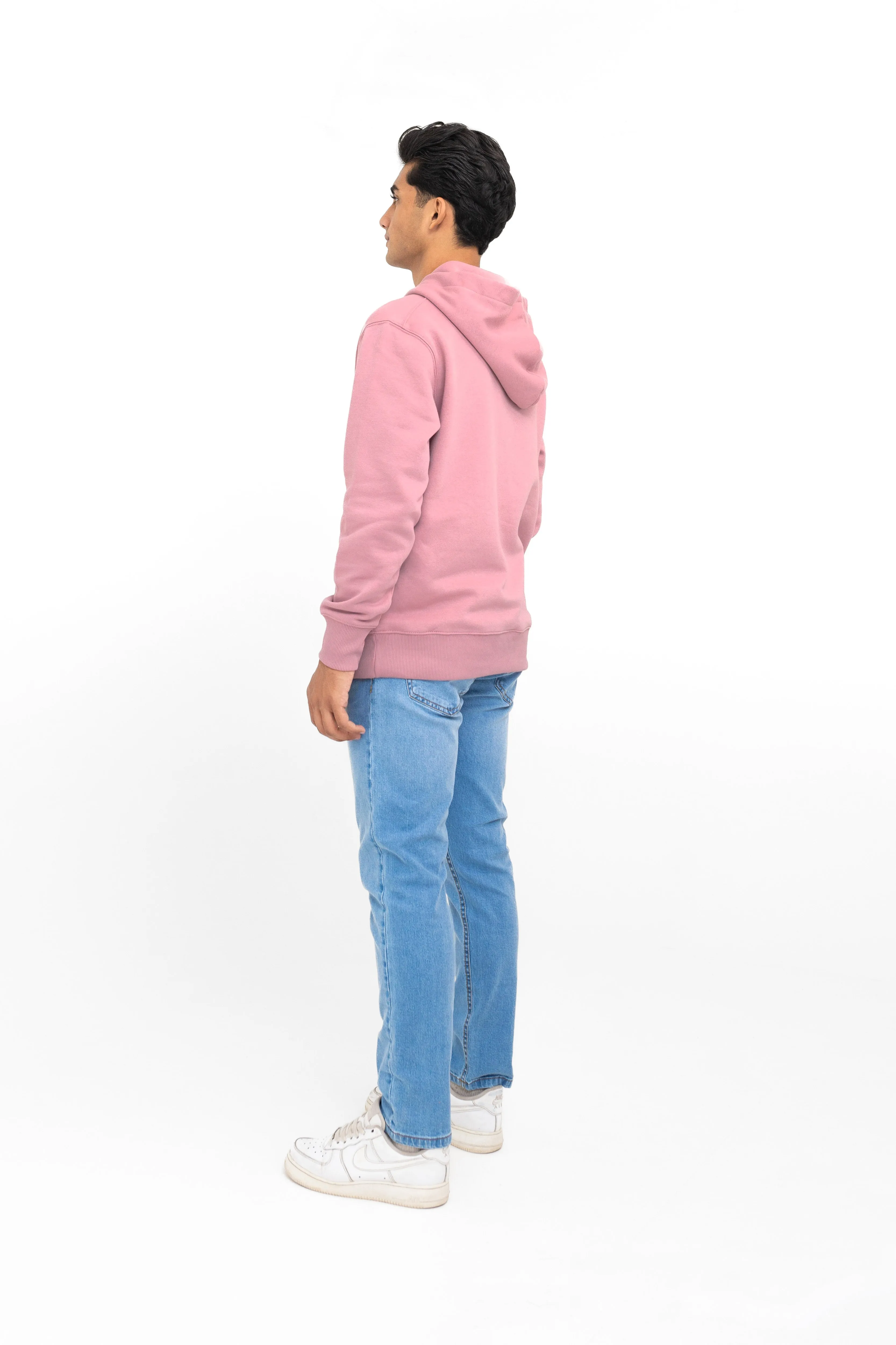 Hoodie with Buttoned Slit in Pink