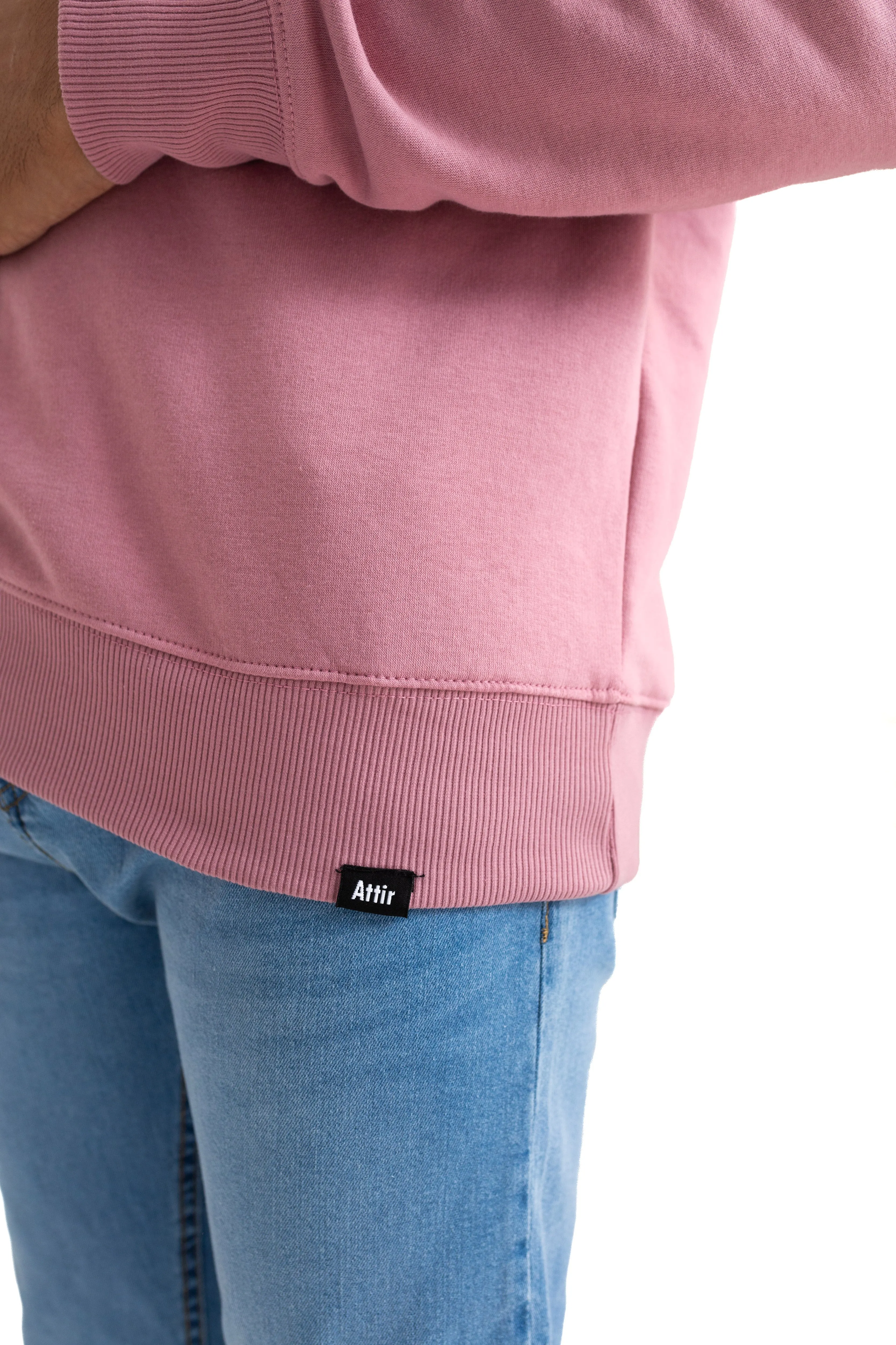 Hoodie with Buttoned Slit in Pink