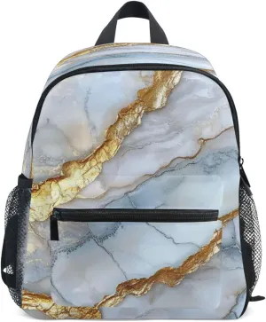 Kids Day Backpack Boy's Girl's Waterproof Diaper Bag Backpack with Chest Strap Marble Silver Neutral
