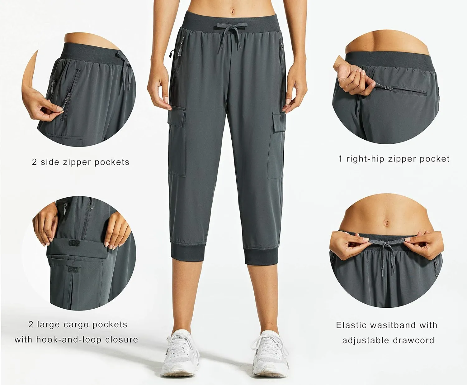 Libin Women's Cargo Capri Pants Hiking Cropped Pants Lightweight Quick Dry Joggers Athletic Workout Casual Outdoor Shorts