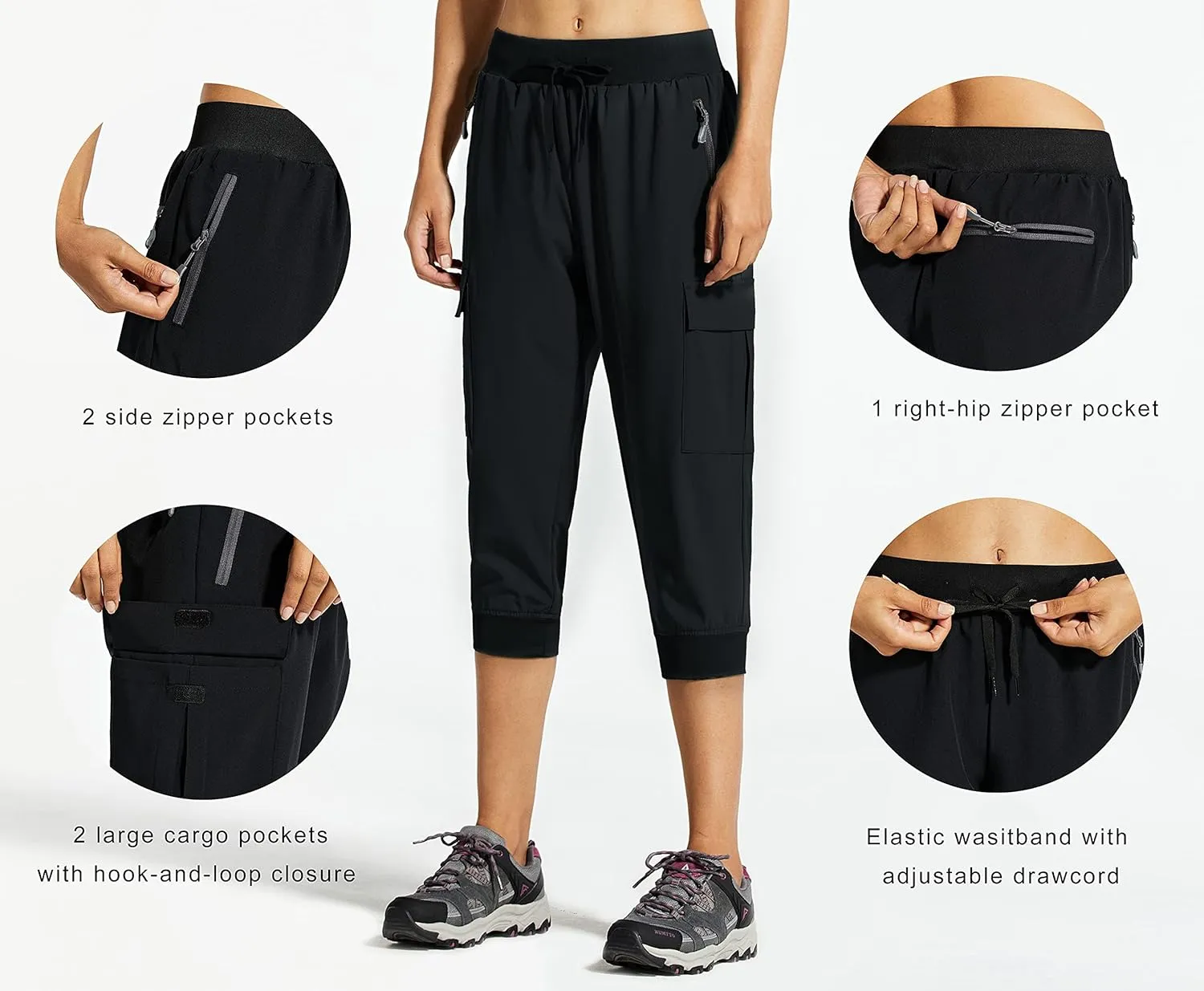 Libin Women's Cargo Capri Pants Hiking Cropped Pants Lightweight Quick Dry Joggers Athletic Workout Casual Outdoor Shorts