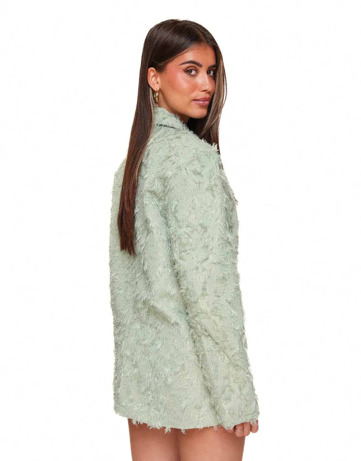 Lichtgroene Gedetailleerde Oversized - Blazer