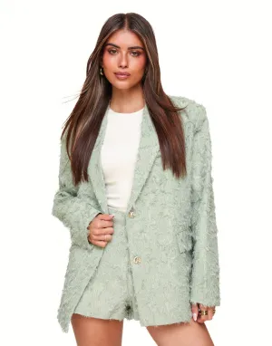 Lichtgroene Gedetailleerde Oversized - Blazer