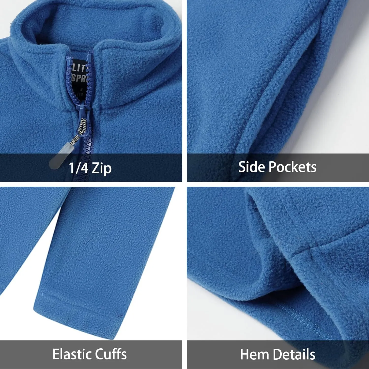 LittleSpring Kids Neutral Polar Fleece Jackets Quarter-Zip Pullover with Elastic Cuffs