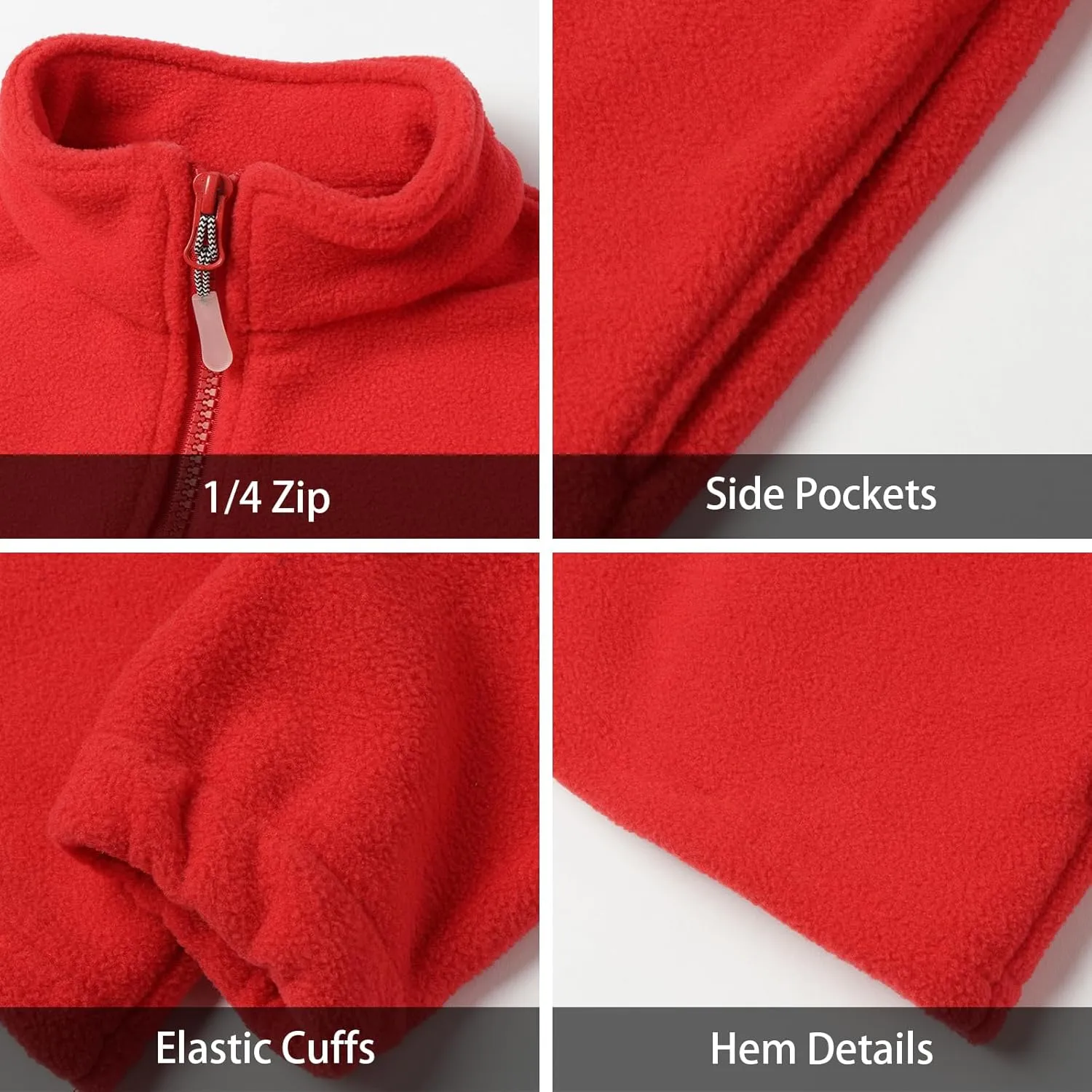 LittleSpring Kids Neutral Polar Fleece Jackets Quarter-Zip Pullover with Elastic Cuffs