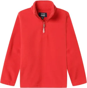 LittleSpring Kids Neutral Polar Fleece Jackets Quarter-Zip Pullover with Elastic Cuffs