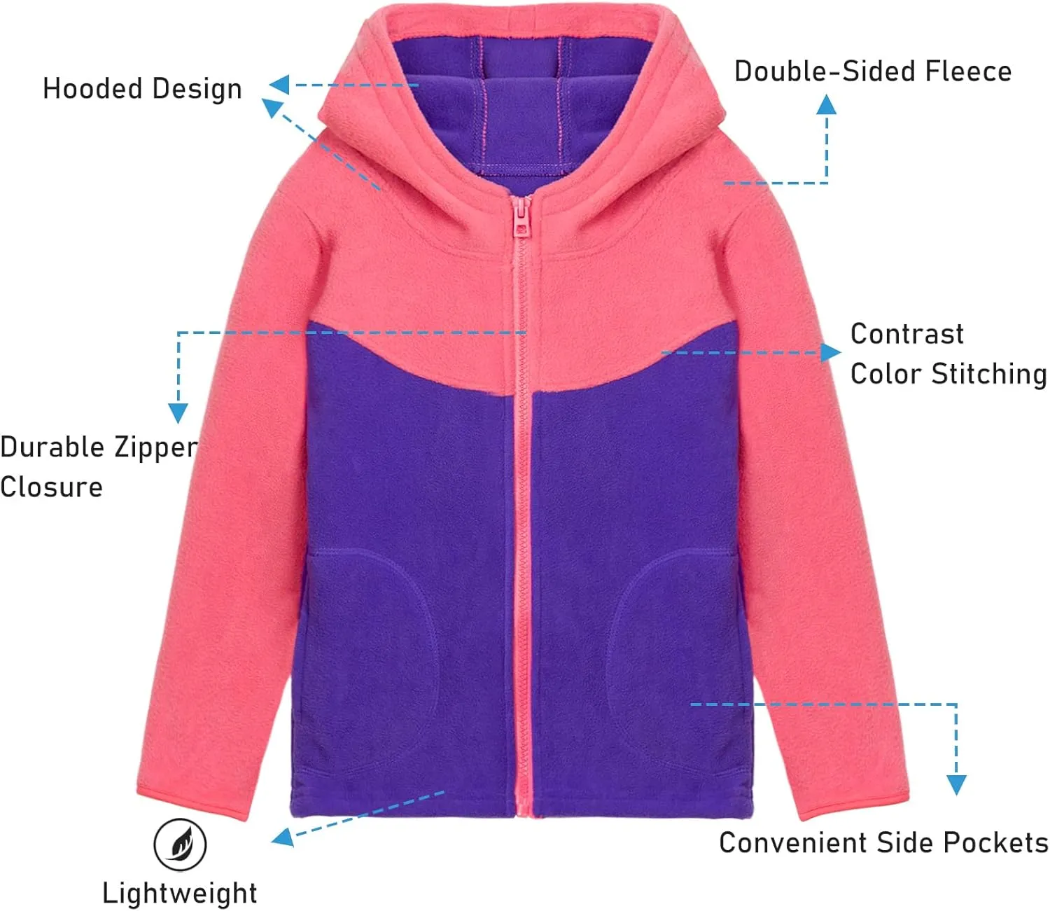 LittleSpring Neutral Boys Girls Polar Fleece Jacket with Pockets Full Zip Fall Winter Colorblock Outwear
