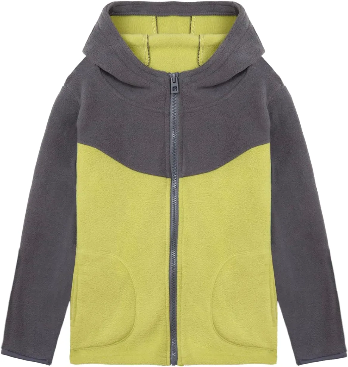 LittleSpring Neutral Boys Girls Polar Fleece Jacket with Pockets Full Zip Fall Winter Colorblock Outwear