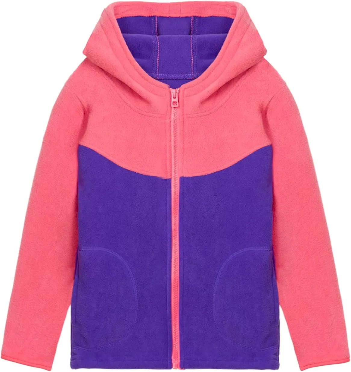 LittleSpring Neutral Boys Girls Polar Fleece Jacket with Pockets Full Zip Fall Winter Colorblock Outwear