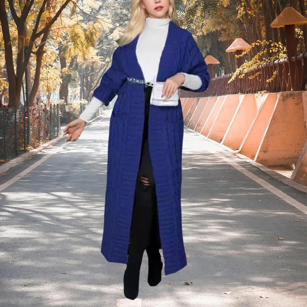 Long Cardigans Sweater Coat Women Cable Knit Maxi Cardigan Open Front Duster Cardigans Jacket Trendy Chunky Knitwear