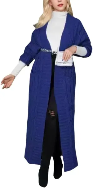 Long Cardigans Sweater Coat Women Cable Knit Maxi Cardigan Open Front Duster Cardigans Jacket Trendy Chunky Knitwear