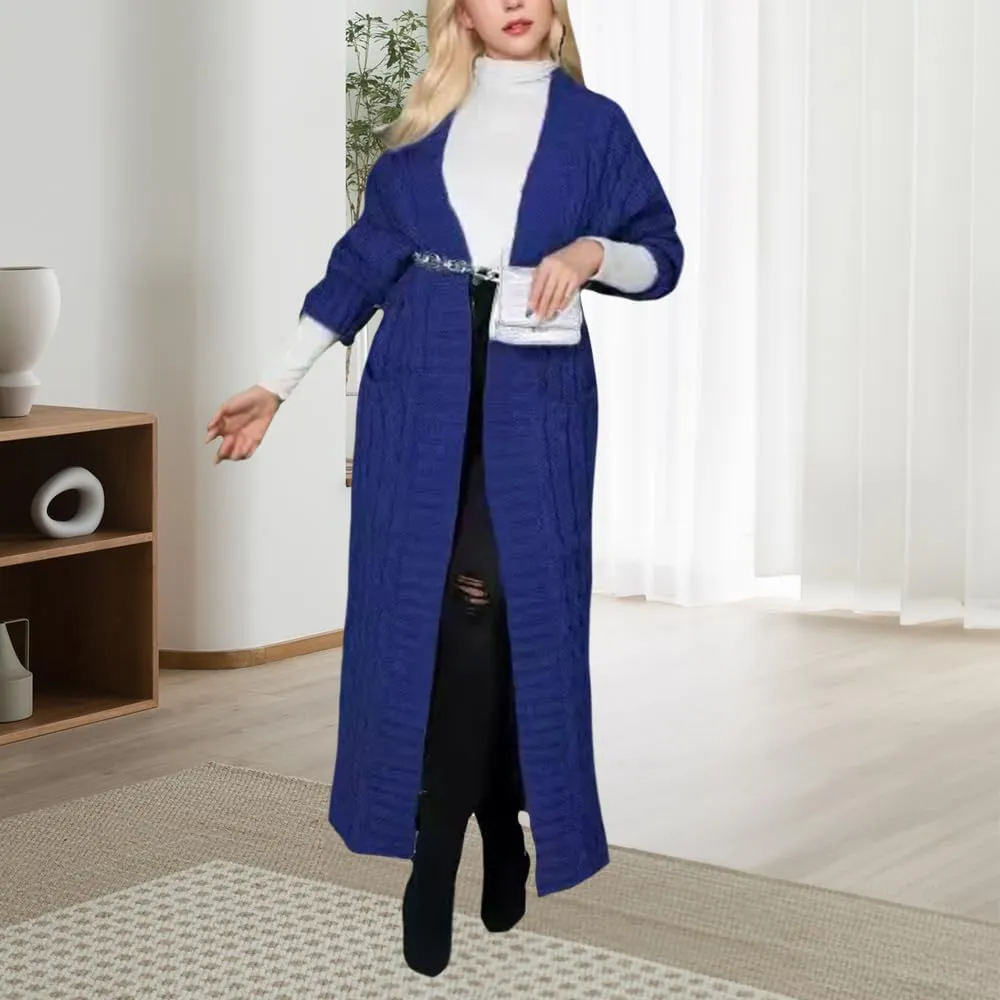 Long Cardigans Sweater Coat Women Cable Knit Maxi Cardigan Open Front Duster Cardigans Jacket Trendy Chunky Knitwear