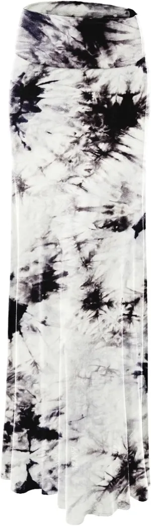 Made By Johnny Women's Casual Tie Dye Fold Over Maxi Skirt