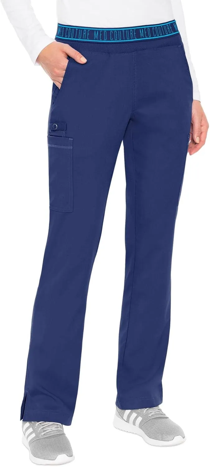 Med Couture Women's Yoga Pull-On Pant with 7 Pockets Ultra-Soft Rib-Knit Waistband and 2-Way Stretch Technology - MC7739