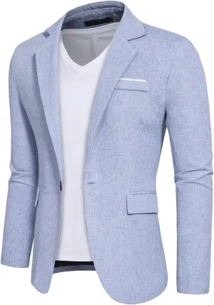 Mens Casual Blazer Suit Jacket Stylish Sport Coats 1 Button Lightweight Notched Lapel Blazers for Daily