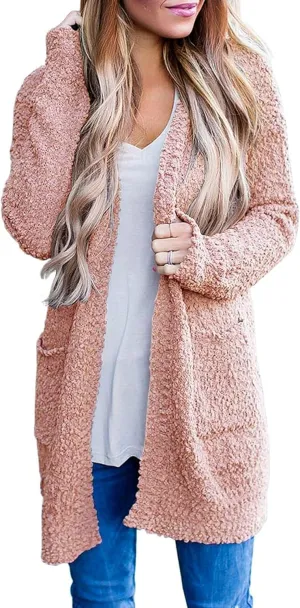 MEROKEETY Women's Long Sleeve Soft Chunky Knit Sweater Open Front Cardigans Outwear Coat