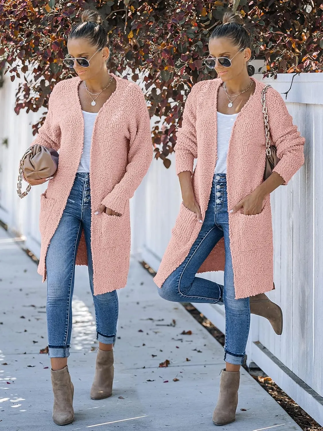 MEROKEETY Women's Long Sleeve Soft Chunky Knit Sweater Open Front Cardigans Outwear Coat