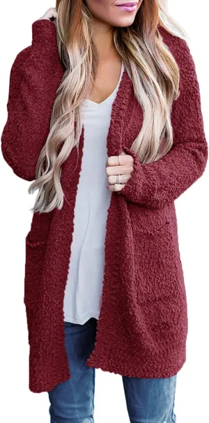 MEROKEETY Women's Long Sleeve Soft Chunky Knit Sweater Open Front Cardigans Outwear Coat