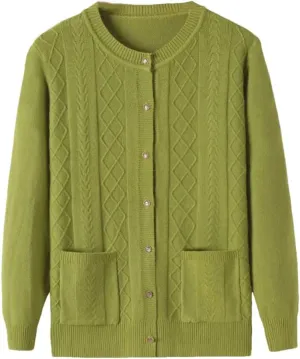 Middle-Aged Elderly Women's Sweaters Cardigan Jacket Spring Autumn Soft Knitted Sweater Outerwear Tops