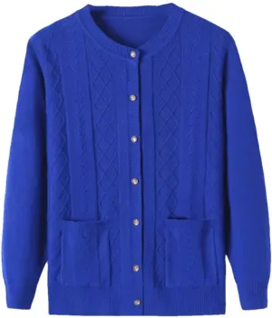 Middle-Aged Elderly Women's Sweaters Cardigan Jacket Spring Autumn Soft Knitted Sweater Outerwear Tops