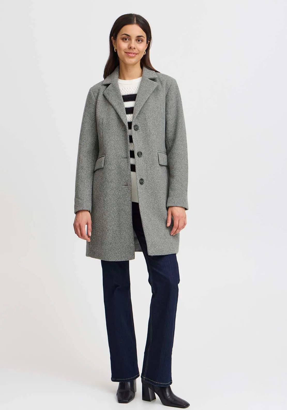 Midi Coat - Asphalt Melange