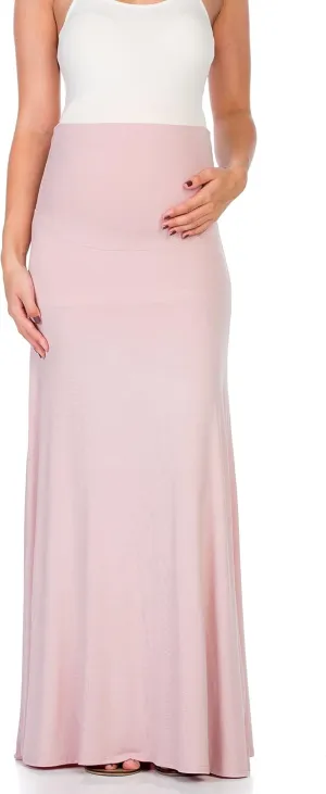 My Bump Women's High Waisted Floor Length Maternity Maxi Skirt with Tummy Control(Made in USA)