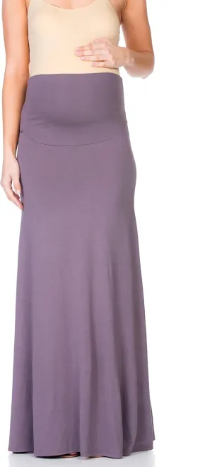 My Bump Women's High Waisted Floor Length Maternity Maxi Skirt with Tummy Control(Made in USA)