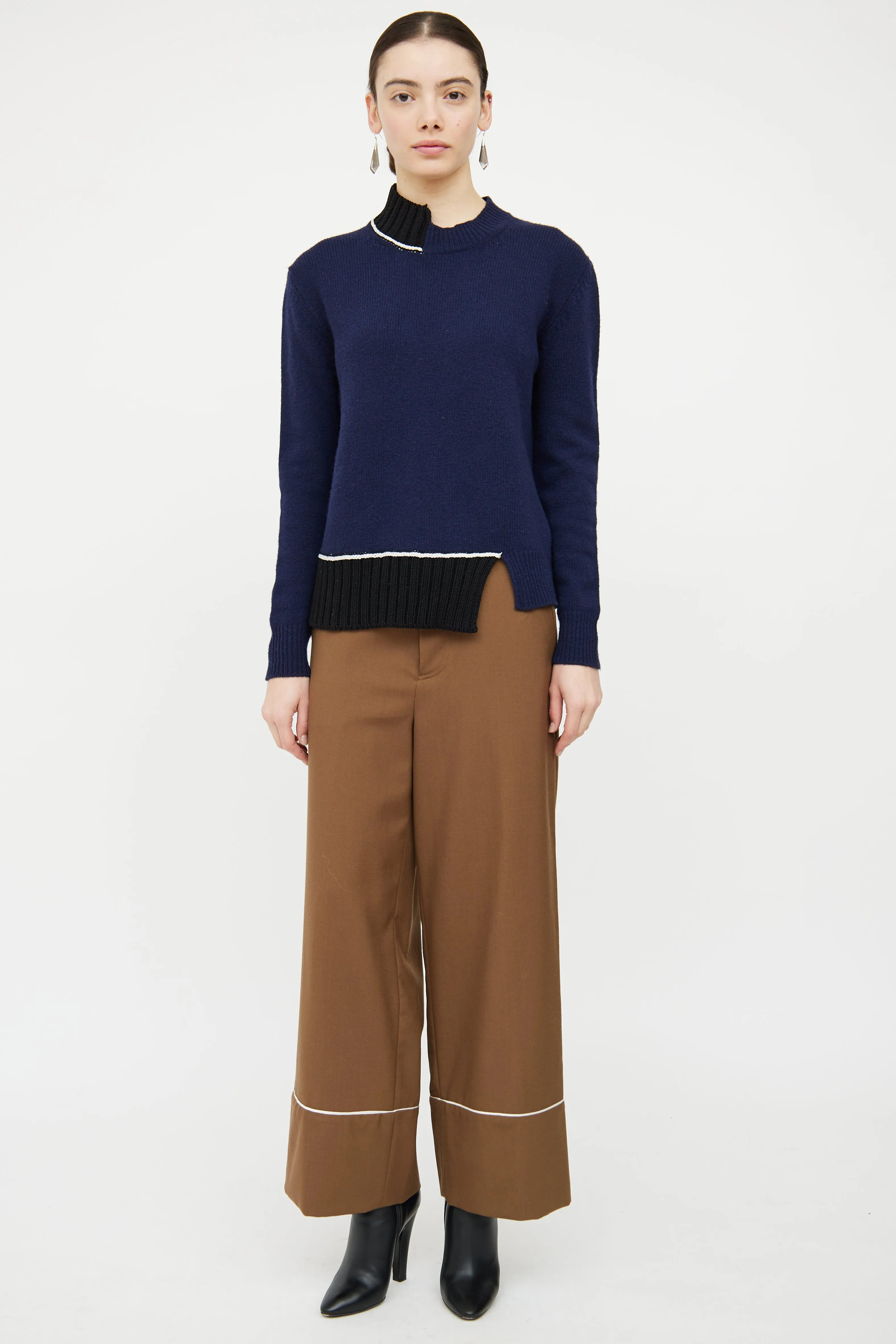 Navy & Black Asymmetrical Sweater