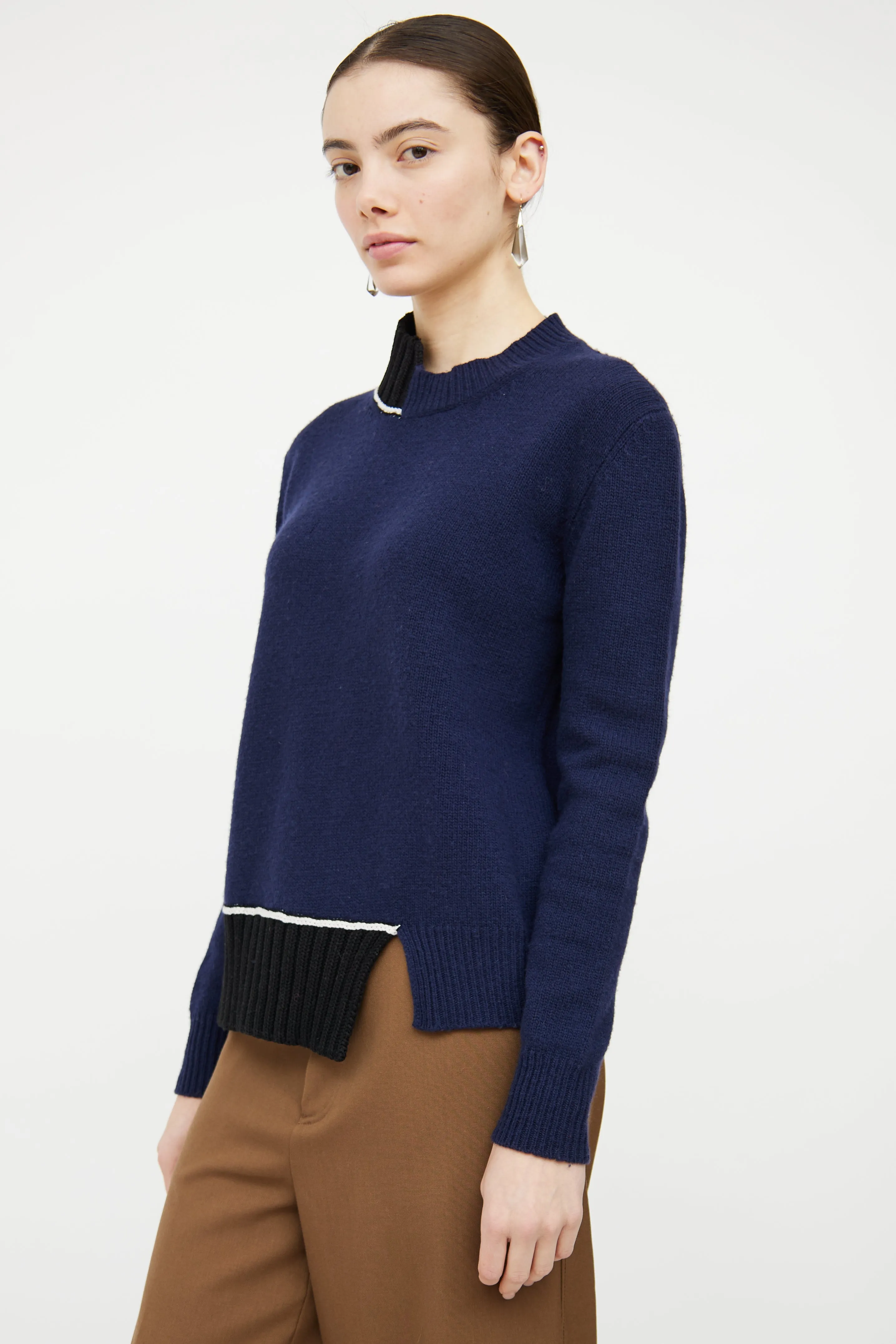 Navy & Black Asymmetrical Sweater