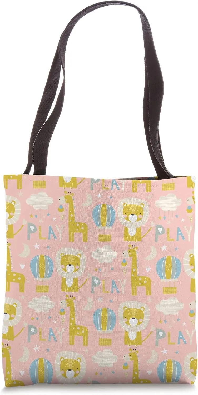 Neutral Gender Baby Cute Lions And Giraffes Toys Diaper Tote Bag