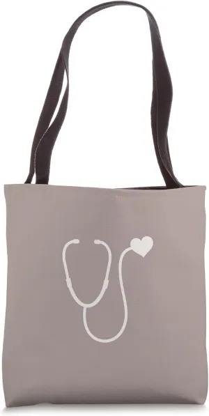 Neutral Taupe - Nurse or Doctor Cute Heart Stethoscope Tote Bag