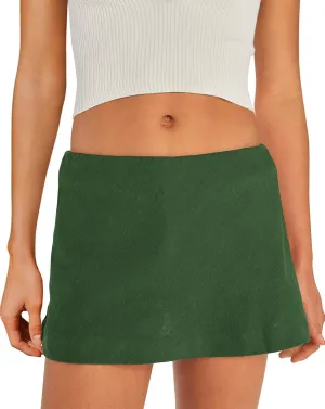 Panadila Womens Mini Linen Skirt Beach Skorts with Pockets Short Skirt with Shorts Underneath Y2k Bottoms