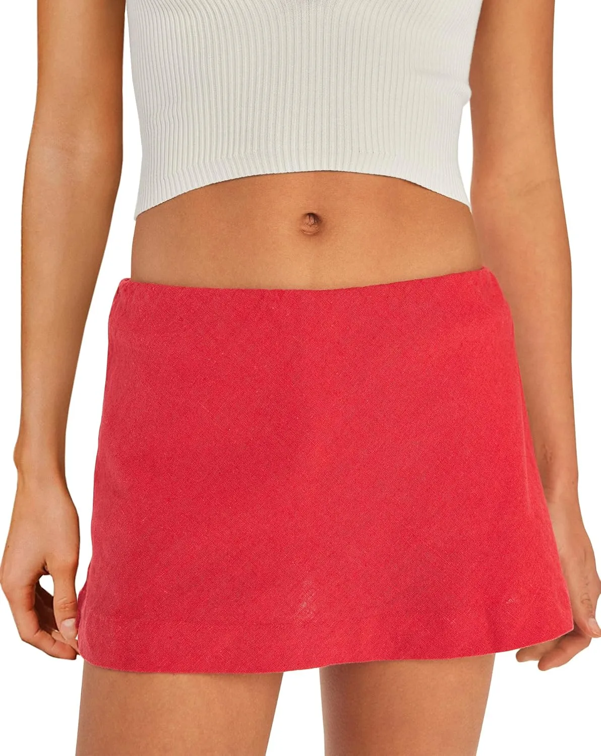 Panadila Womens Mini Linen Skirt Beach Skorts with Pockets Short Skirt with Shorts Underneath Y2k Bottoms