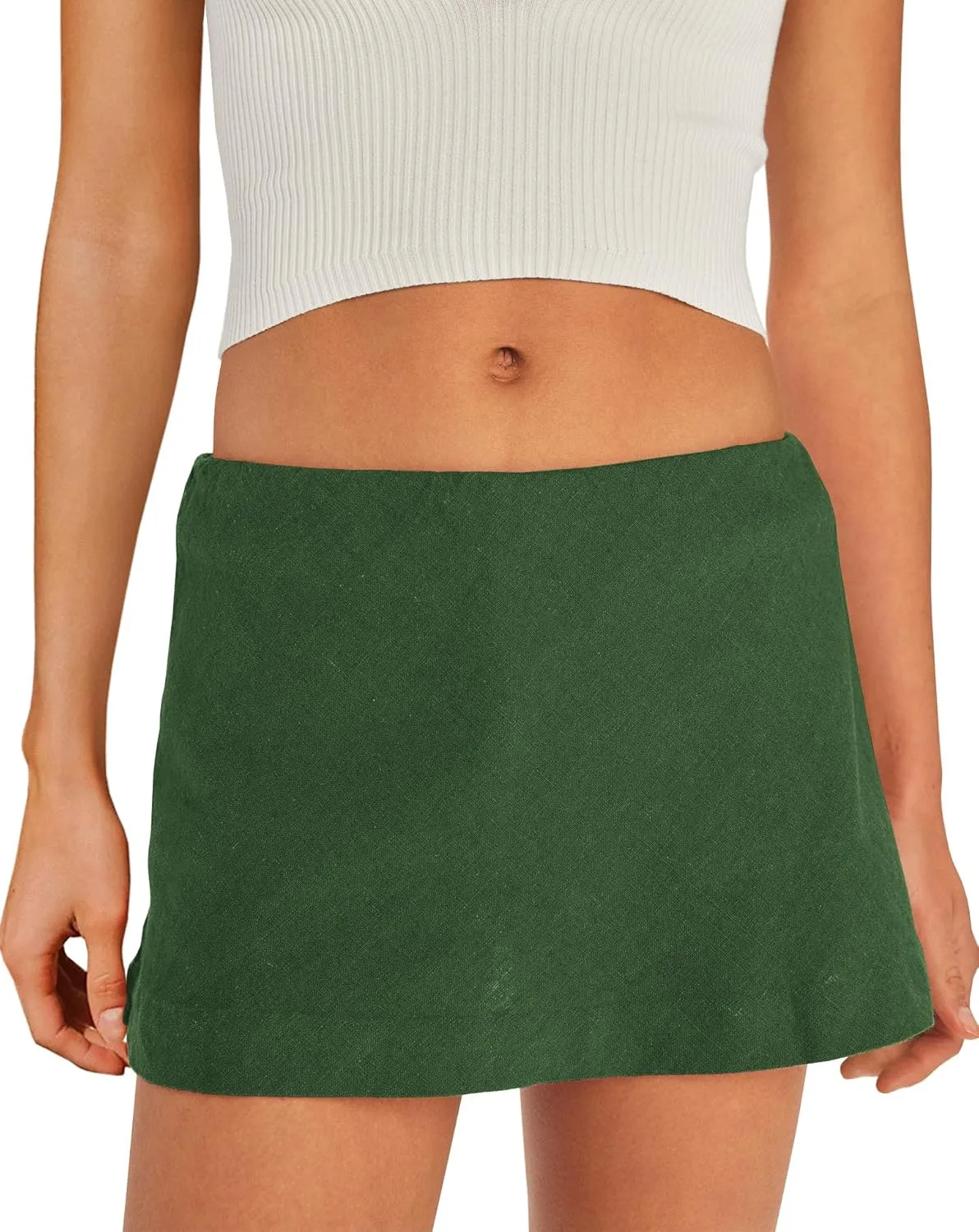 Panadila Womens Mini Linen Skirt Beach Skorts with Pockets Short Skirt with Shorts Underneath Y2k Bottoms