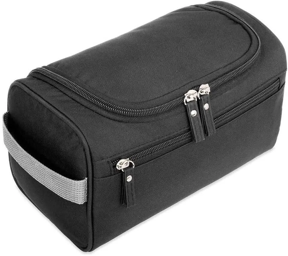 Portable Ms. Neutral capacity waterproof cosmetic organizer hanging bag men's wash face shaving cosmetic bag (Black)