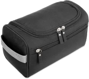 Portable Ms. Neutral capacity waterproof cosmetic organizer hanging bag men's wash face shaving cosmetic bag (Black)