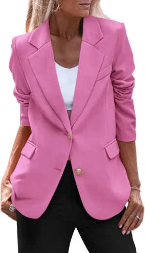 PRETTYGARDEN Women's Spring Fall Business Casual Blazers Long Sleeve Notch Lapel Trendy Work Office Blazer Jackets Outerwear