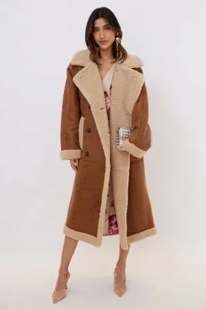 SALE - Jackson Faux Leather Sherpa Long Coat