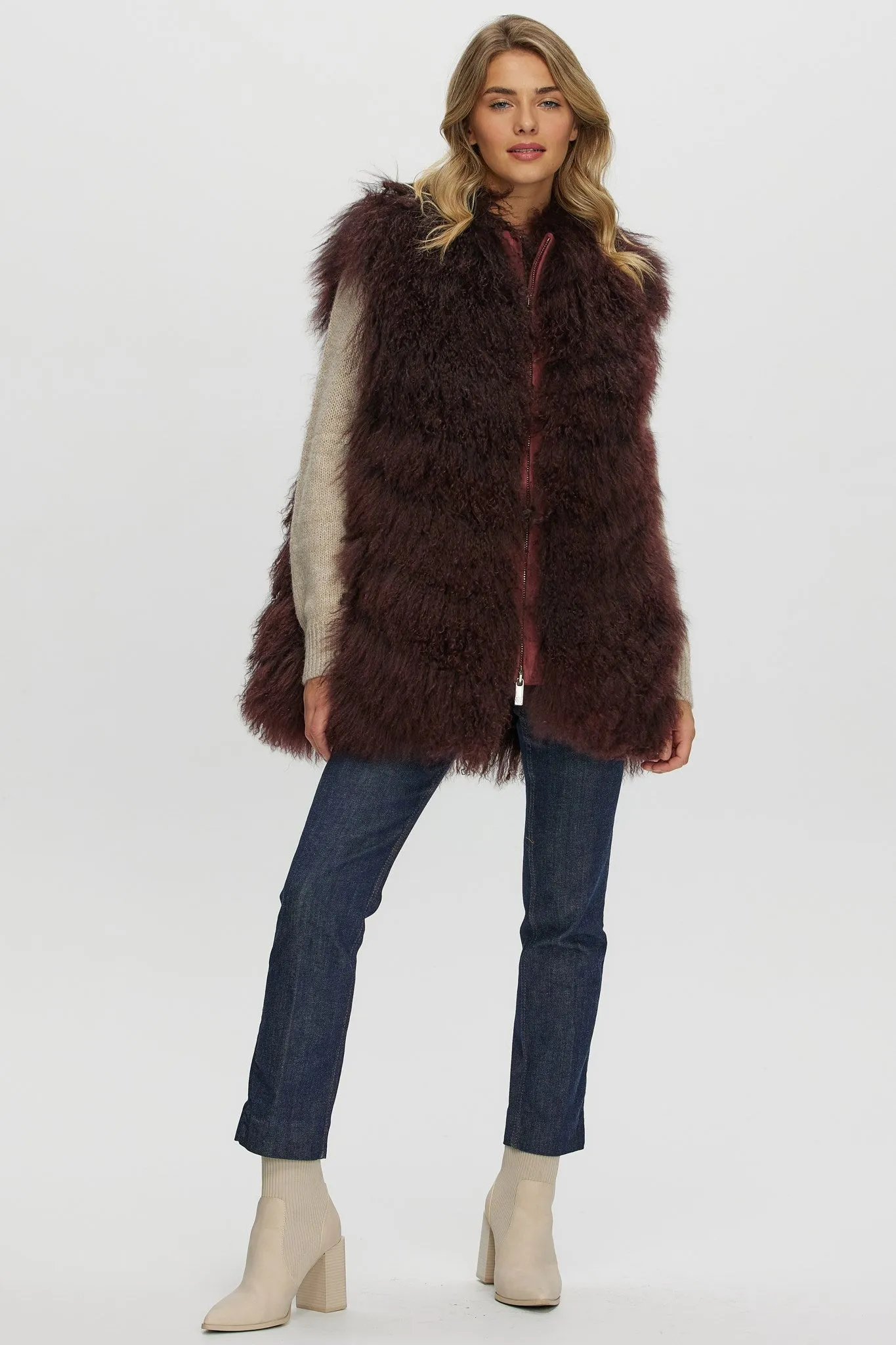 Select Mongolian Goat Zip Vest