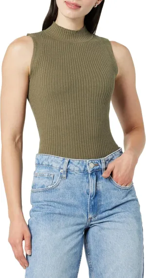 The Drop Women's Karolina Sleeveless Ribbed Mock-Neck Sweater