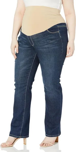 Three Seasons Maternity Women's Maternity Plus Size Bootcut Denim with Neutral Belly Band