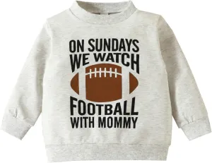 Toddler Kids Baby Boy Girl On Sundays Watch Football With Daddy Funny Sweatshirt Unisex Casual Sweatshirt Activewear