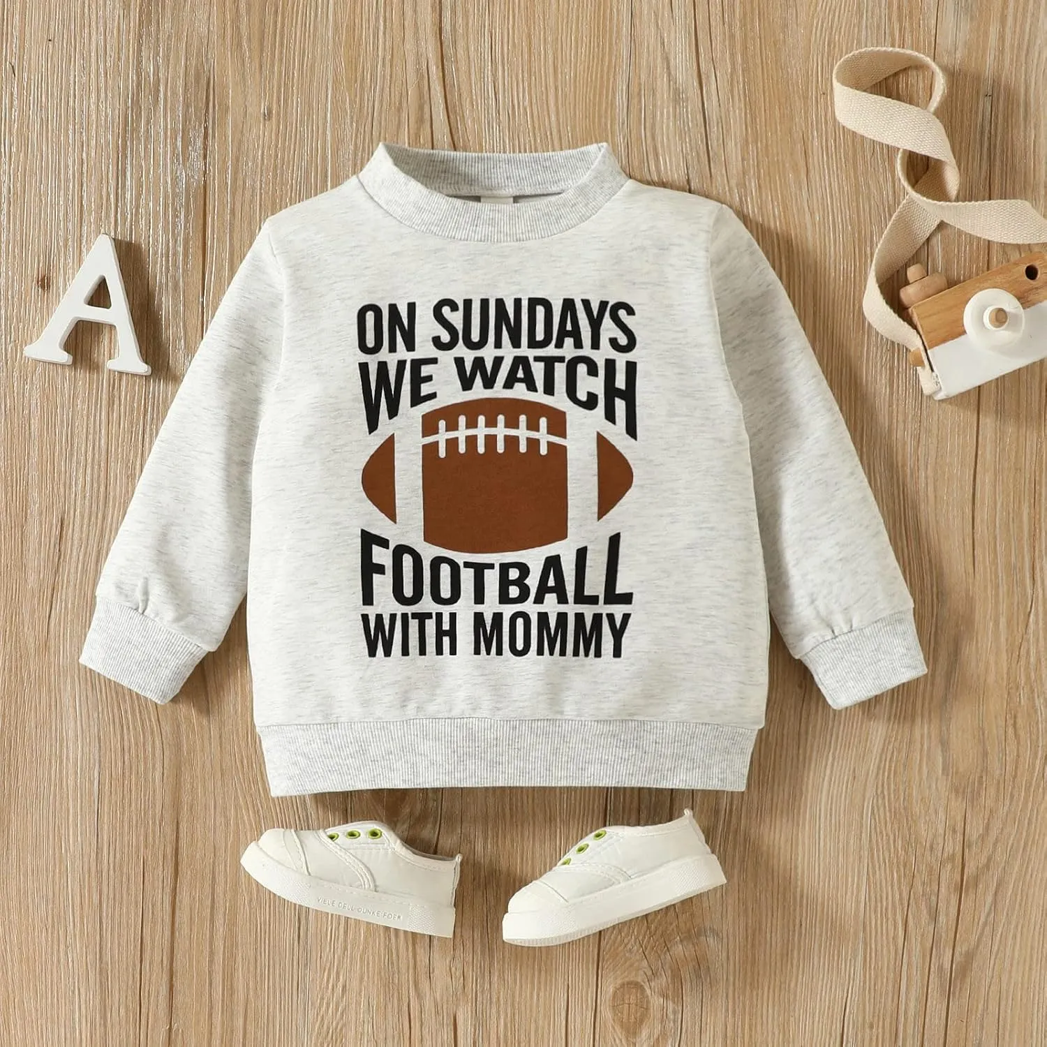 Toddler Kids Baby Boy Girl On Sundays Watch Football With Daddy Funny Sweatshirt Unisex Casual Sweatshirt Activewear