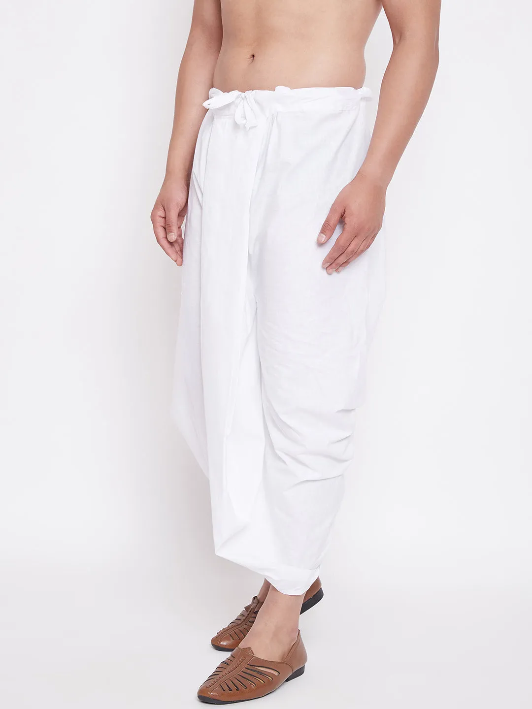 VM BY VASTRAMAY Men's White Traditional Dhoti