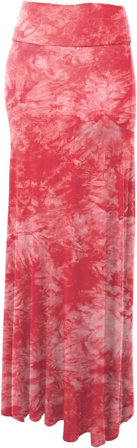 Women's Casual Tie Dye Fold Over Maxi Skirt