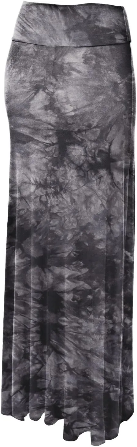 Women's Casual Tie Dye Fold Over Maxi Skirt