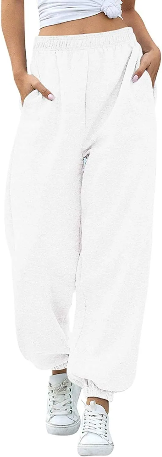 Women's High Waisted Sweatpants Athletic Pants Baggy Joggers Lounge Workout Jogging with Pockets