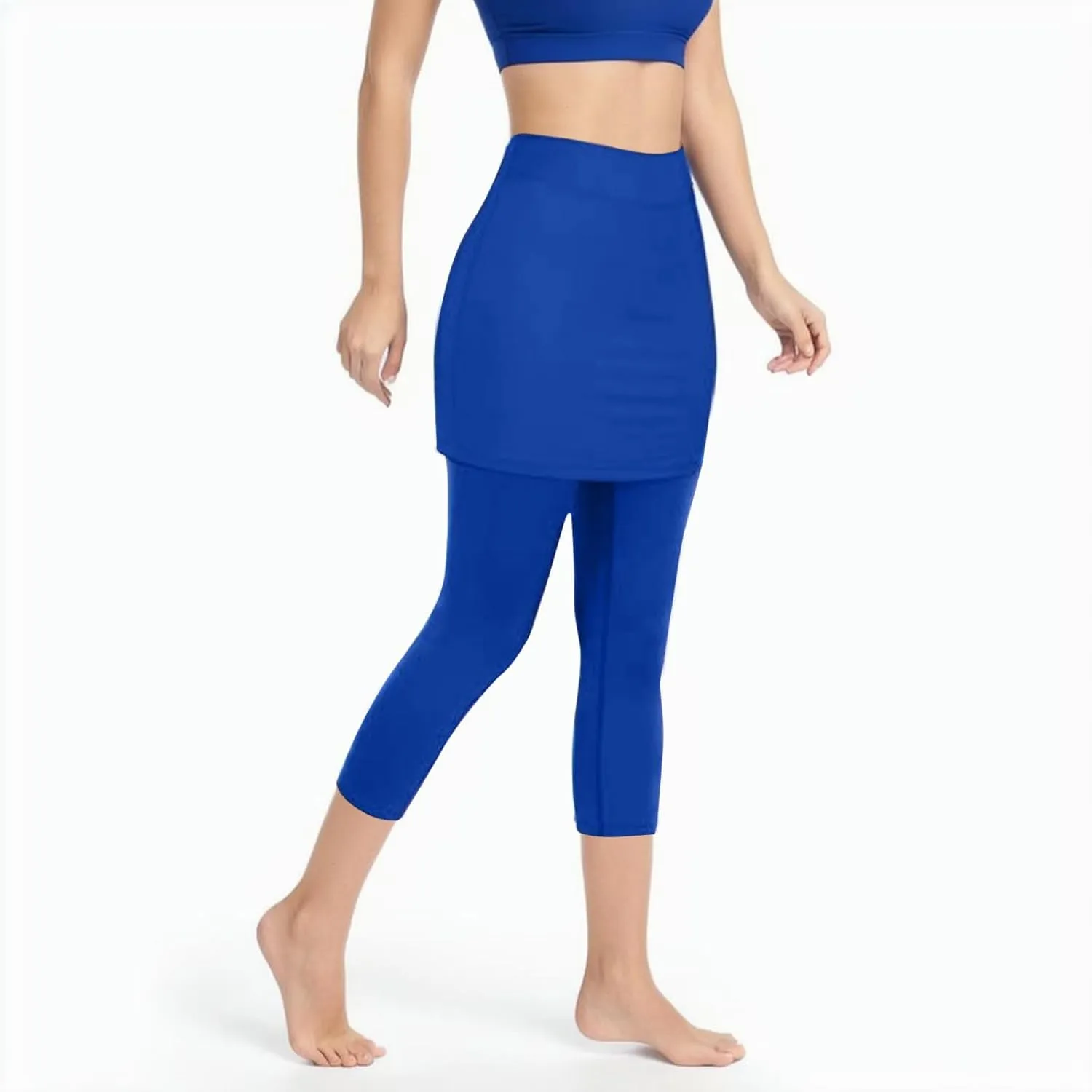 Womens Skirted with Pocket Solid 2024 Yoga Leggings for Women High Waist Pants with Skirt Attached Casual Golf