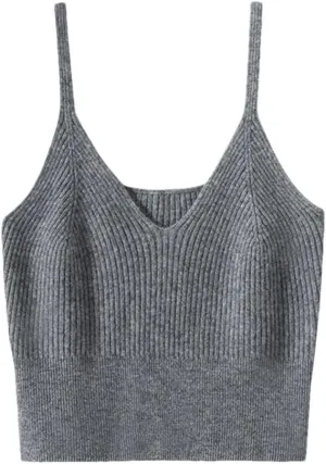 Women's Soft Fluffy Knitted Camisole Vest Solid Color Thermal Base Layer Small Top Camis