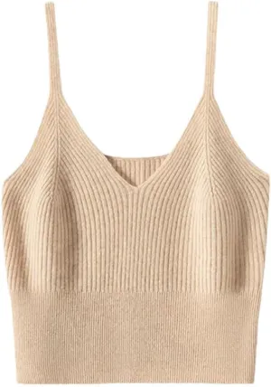 Women's Soft Fluffy Knitted Camisole Vest Solid Color Thermal Base Layer Small Top Camis